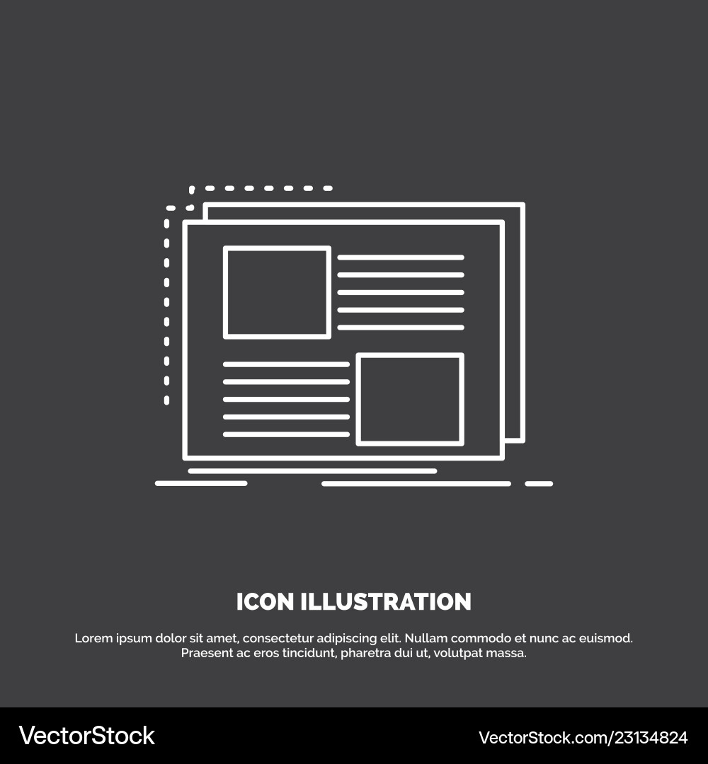 Content design frame page text icon line symbol Content design frame page text icon line symbol vector image
