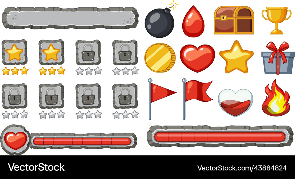 Game element template design set vector image