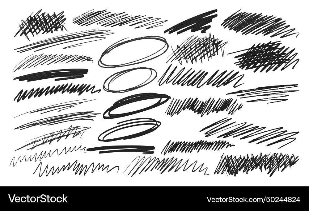 Handwritten scribbles and strokes design elements Vector Image