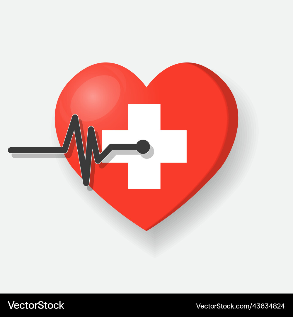 Heart and heartbeat symbol on reflective surface Vector Image