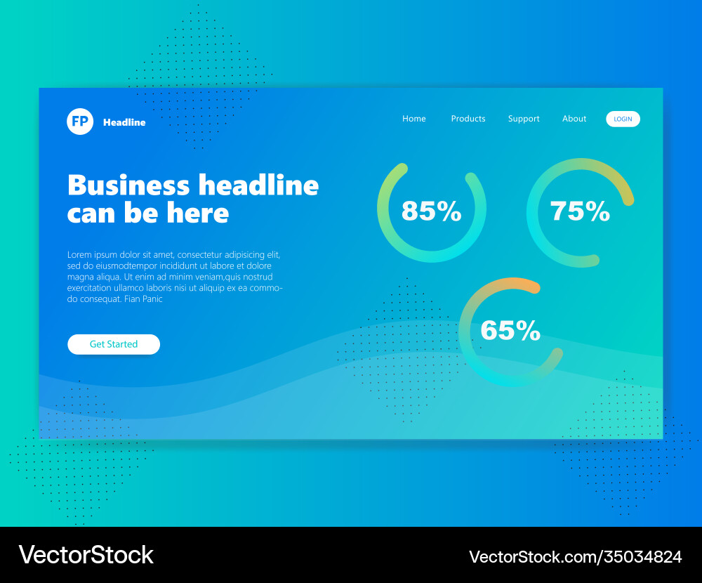 Landing page template with gradient modern webpage Landing page template with gradient modern webpage Vector Image
