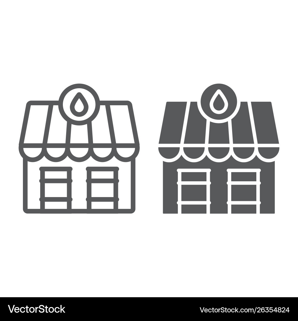 Ölstation Marktlinie und Glyph-Symbol Kraftstoff Ölstation Marktlinie und Glyph-Symbol Kraftstoff vektorbild