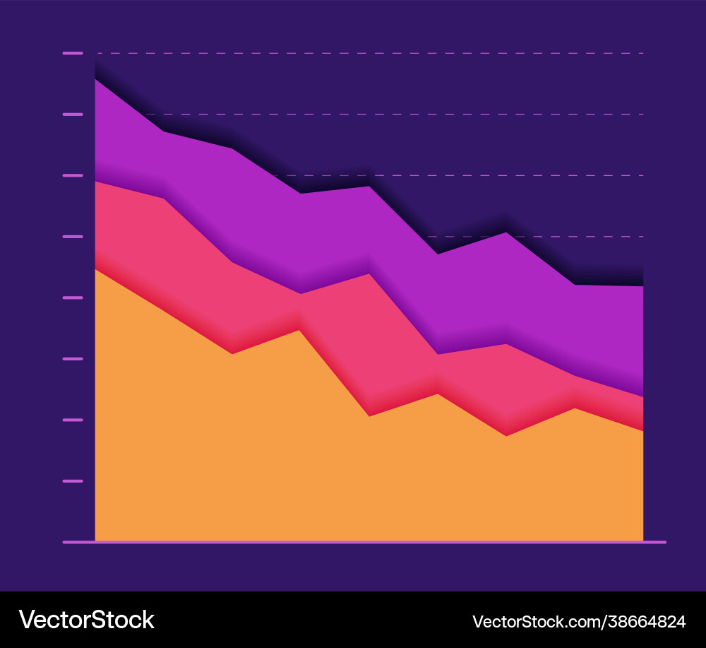 Paper color graph curve go down concept Paper color graph curve go down concept vector image