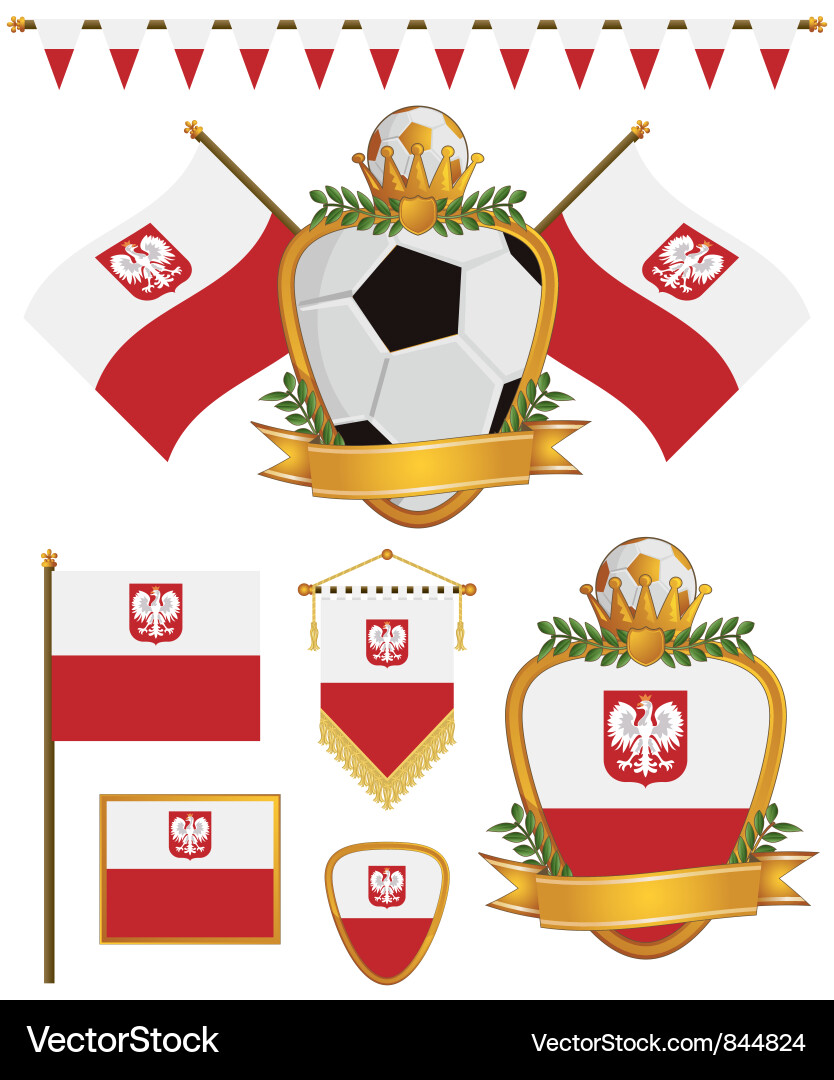 Polen Flaggen & Embleme Vektorbild