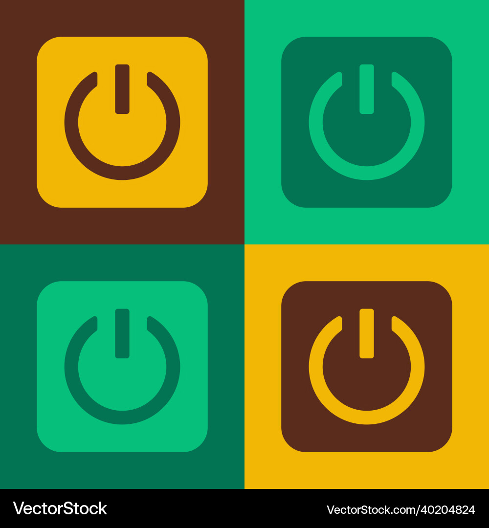 Pop art power button icon isolated on color Vector Image