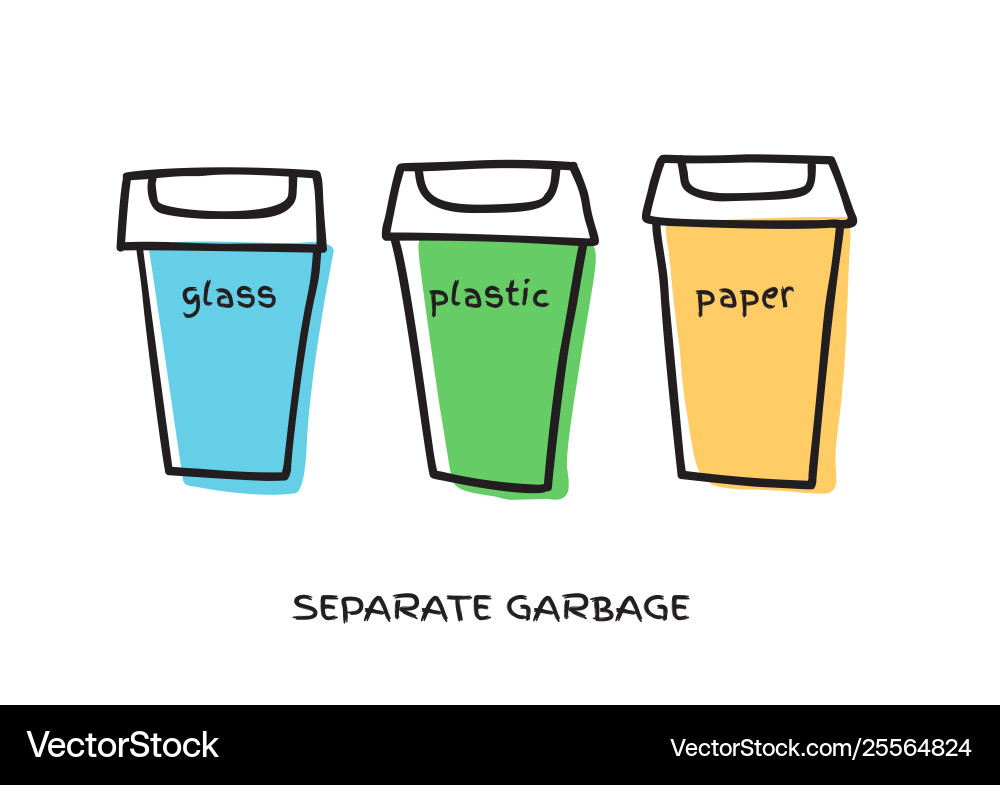 Rubbish bins for recycling different types Rubbish bins for recycling different types vector image