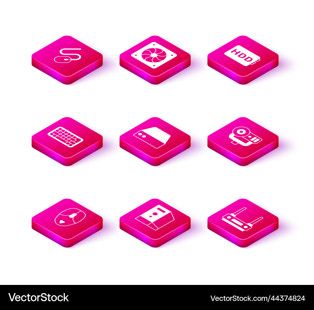 Set computer mouse case of keyboard vector image