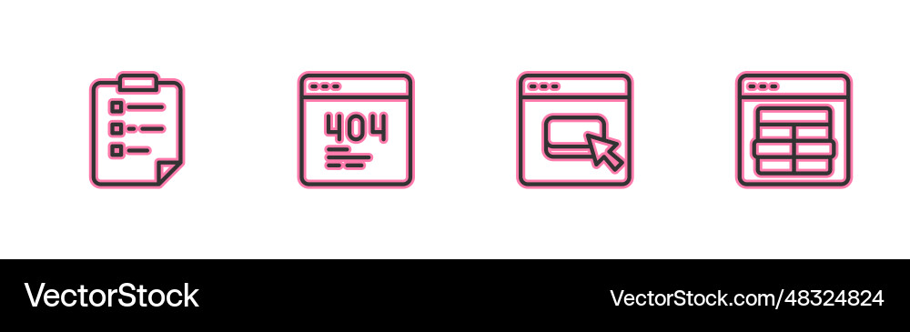 Set line clipboard with checklist browser files Set line clipboard with checklist browser files vector image