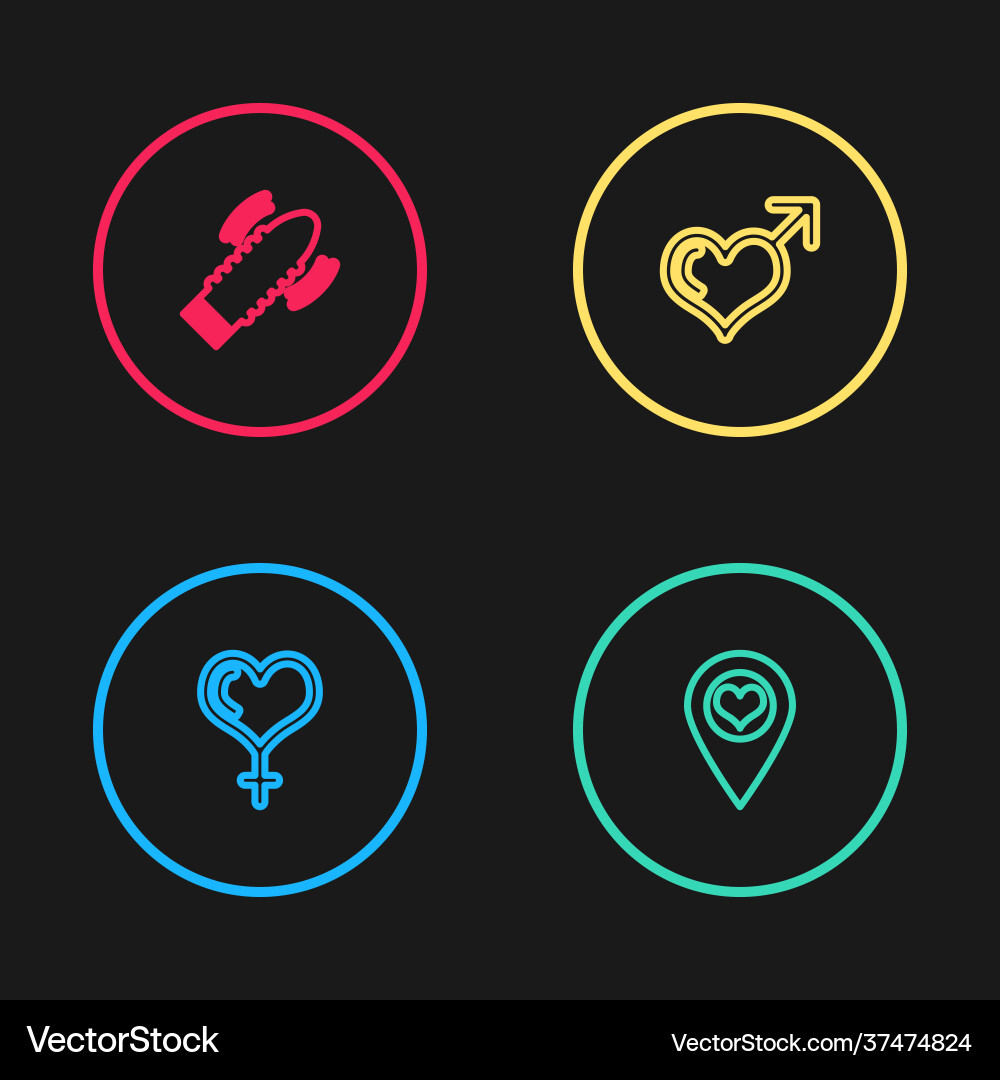 Set line female gender and heart location Set line female gender and heart location Vector Image
