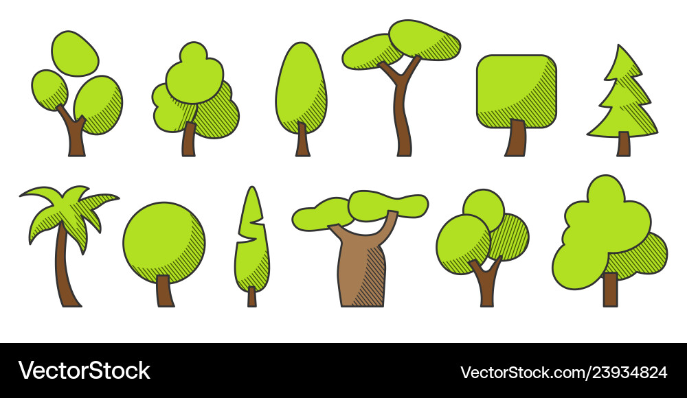 Tree set color Tree set color vector image