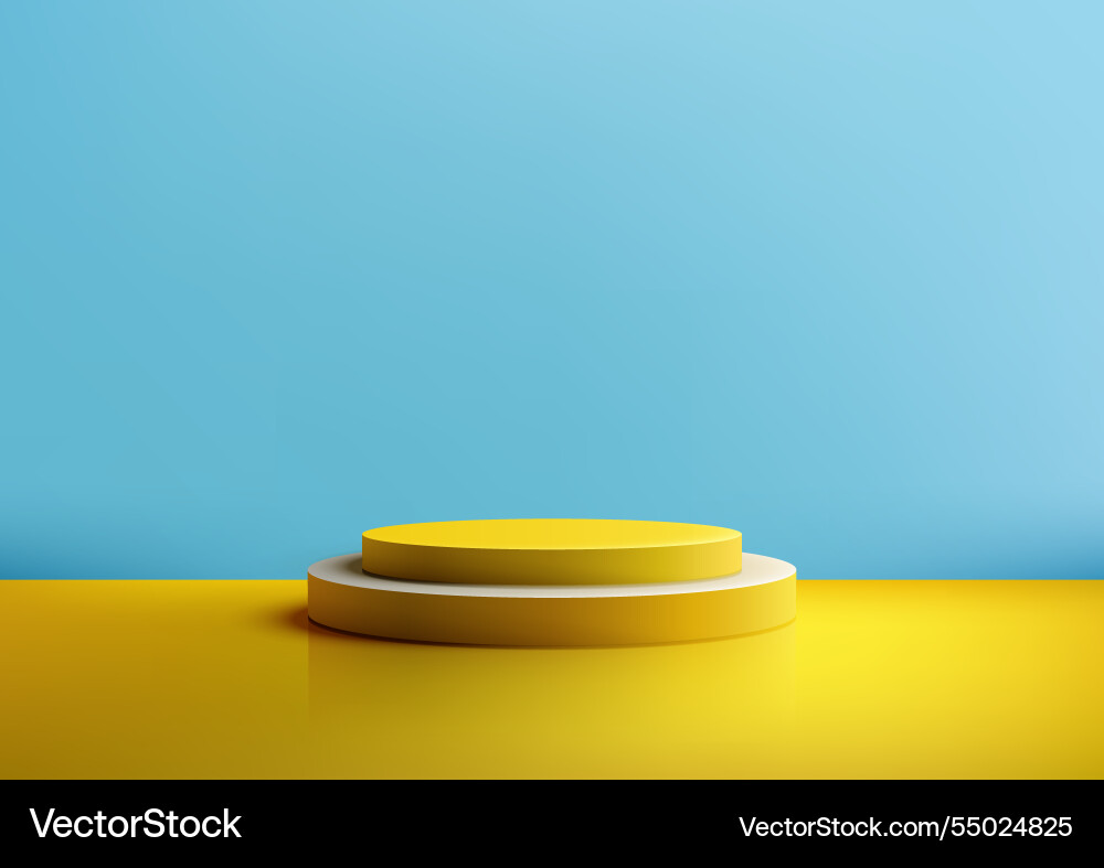 3d gelbes und weißes Podium mit hellblau 3d gelbes und weißes Podium mit hellblau vektorbild