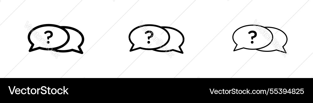 Comment question icons in three different stroke Comment question icons in three different stroke Vector Image