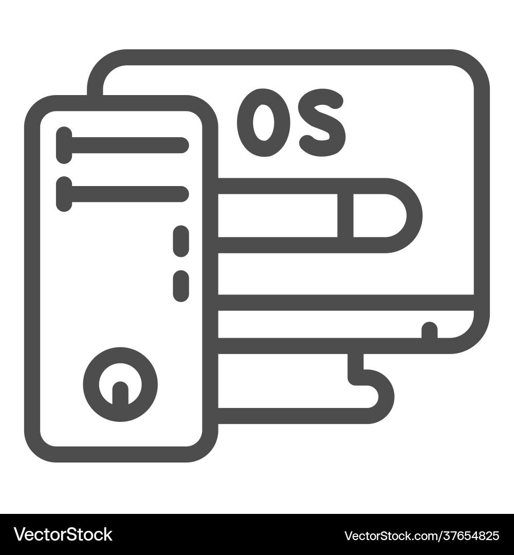 Computer and operating system line icon pcrepair Computer and operating system line icon pcrepair Vector Image