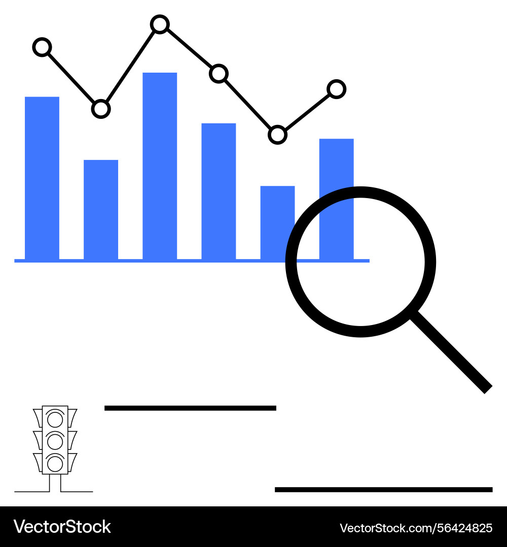 Data analysis concept with bar chart line graph Data analysis concept with bar chart line graph vector image