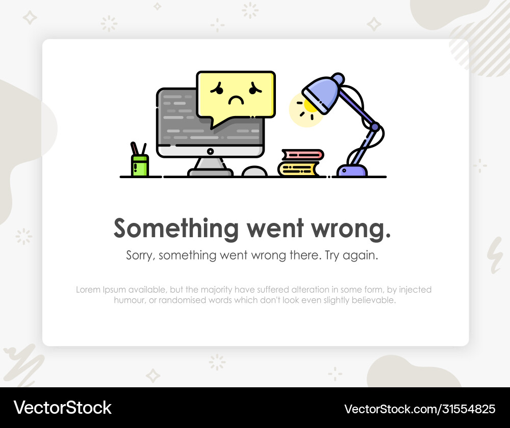 Error page not found something went wrong Error page not found something went wrong Vector Image