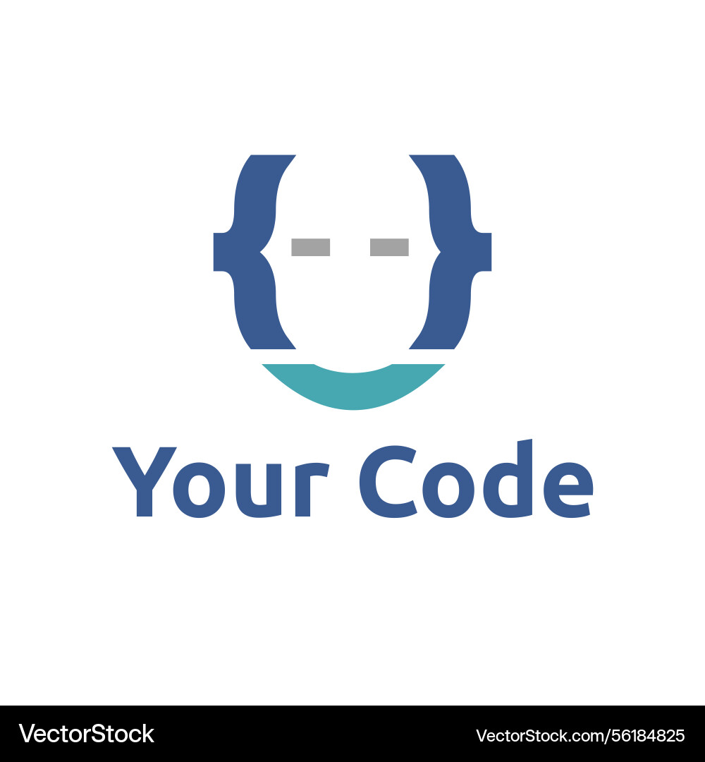 Face code programmer identity braces symbol logo Face code programmer identity braces symbol logo Vector Image