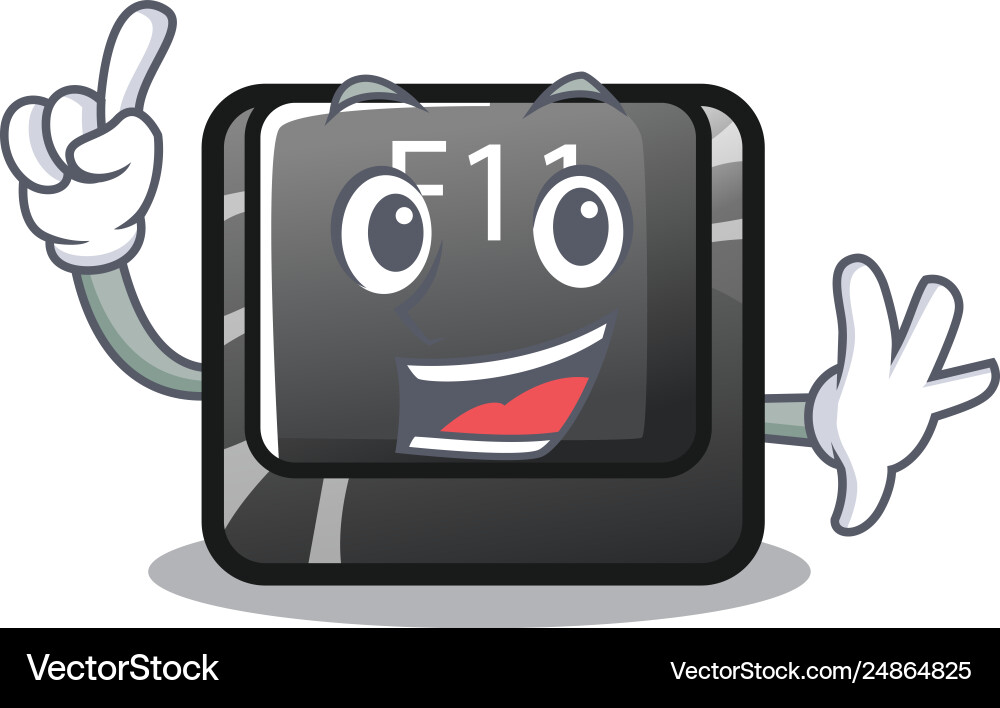 Finger button f11 on a cartoon computer vector image