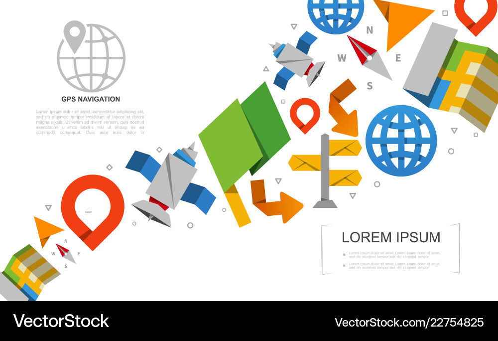Flat global positioning system elements set Flat global positioning system elements set Vector Image