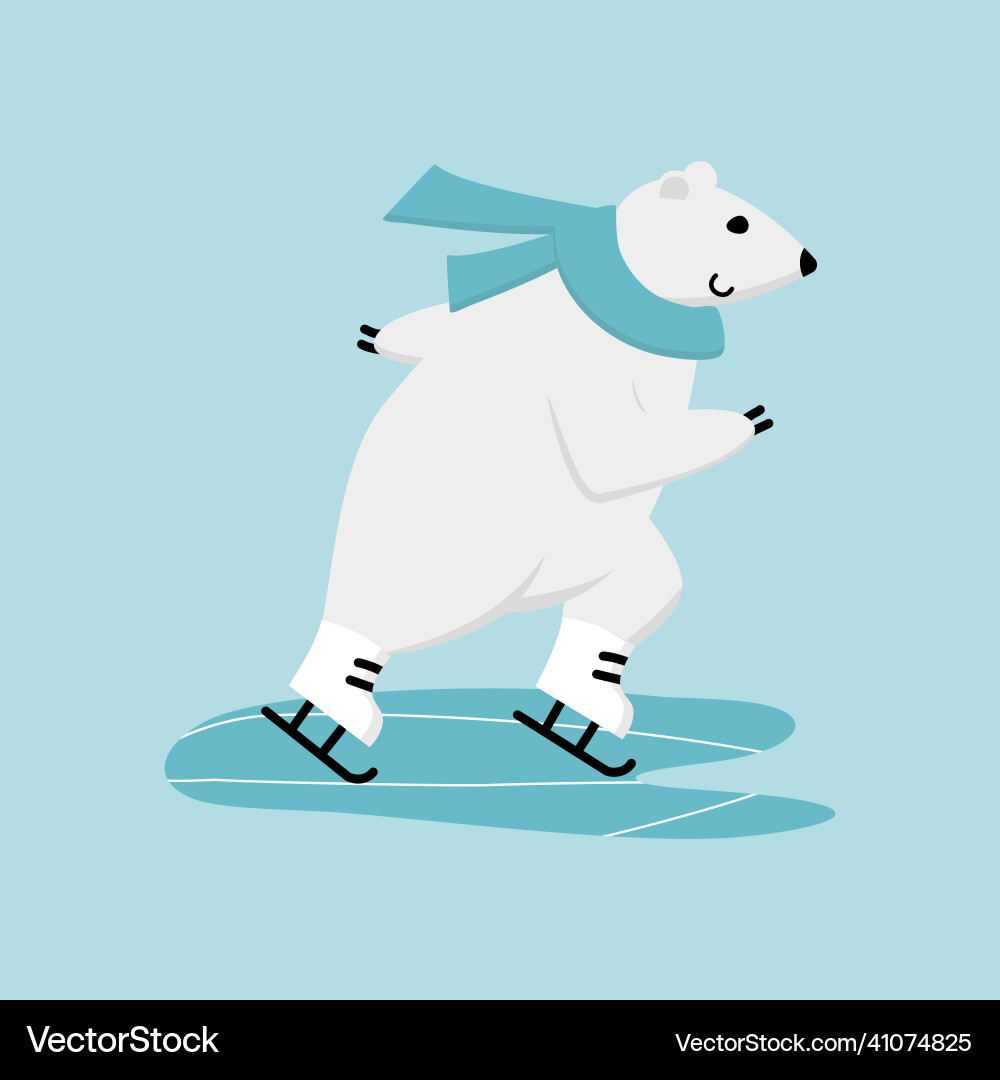 Funny Polar Bear Ice Skating Royalty Free Vector Image