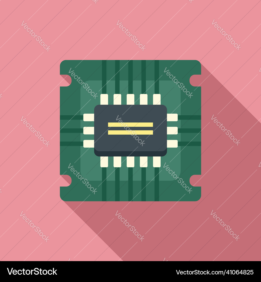 Hardware cpu icon flat chip circuit Vector Image