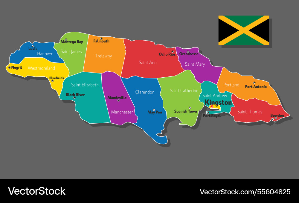 Map Of Jamaica Royalty Free Vector Image Vectorstock