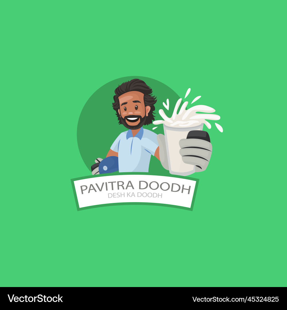 Pavitra doodh desh ka mascot logo vector image