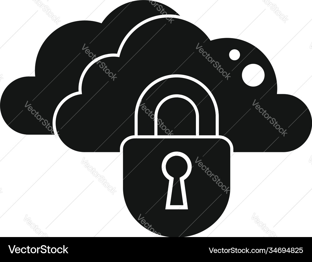 Secured data cloud icon simple style Secured data cloud icon simple style Vector Image