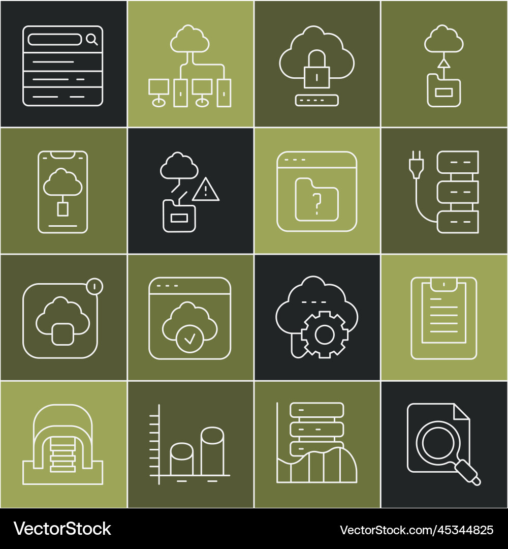 Set line search concept with folder server data Set line search concept with folder server data vector image