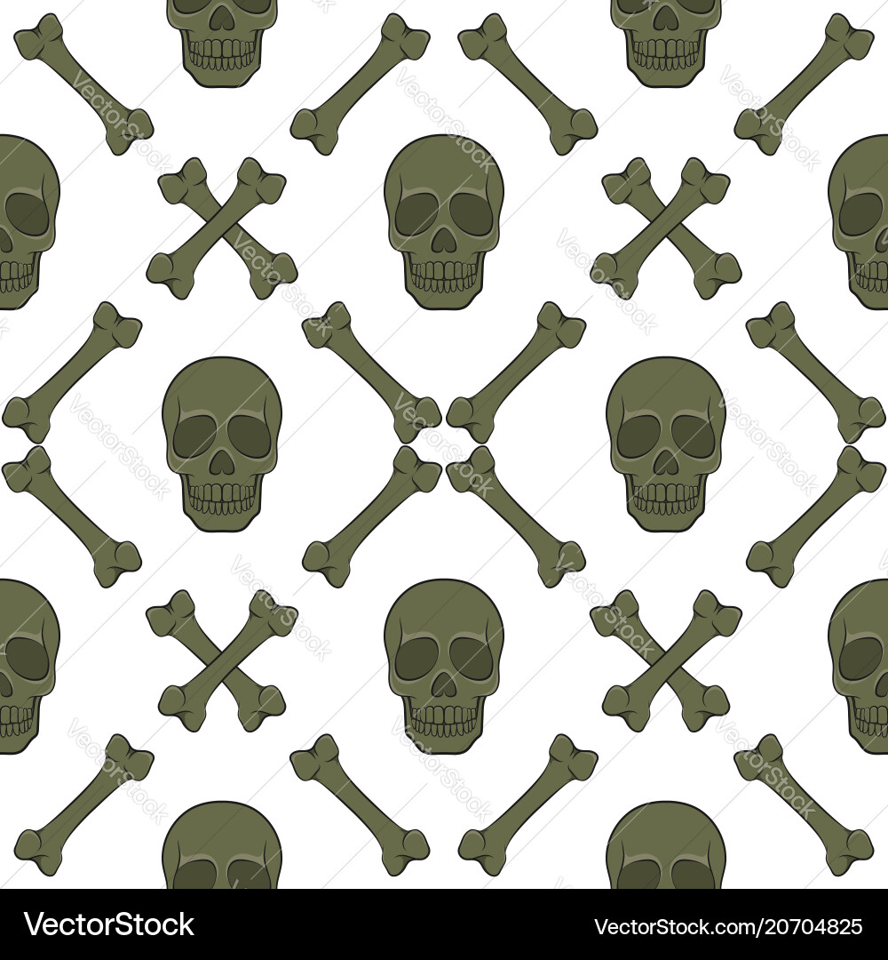 Set of seamless patterns with skull and bones vector image