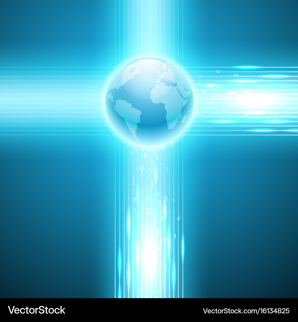 Stream of binary code to the globe Vector Image