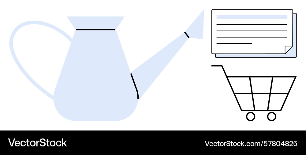 Watering can with stacked documents and empty vector image