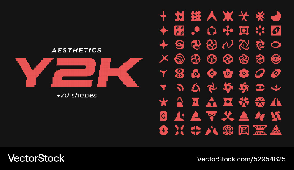 Y2k pixel style asset 8 bit abstract vector image