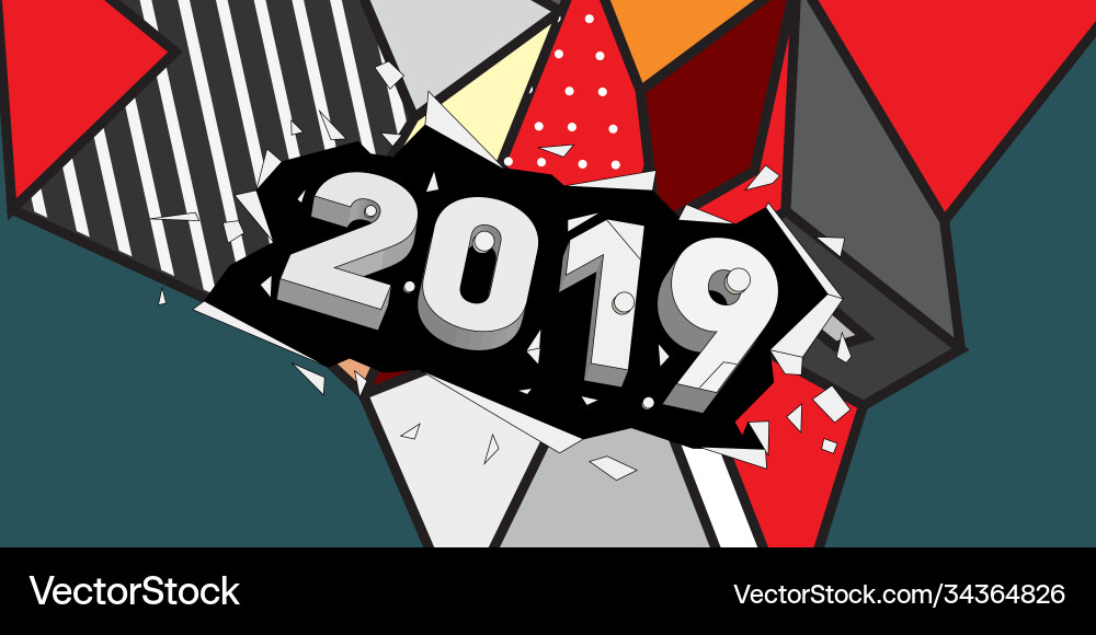 2019 new year text with colorful abstract Vector Image