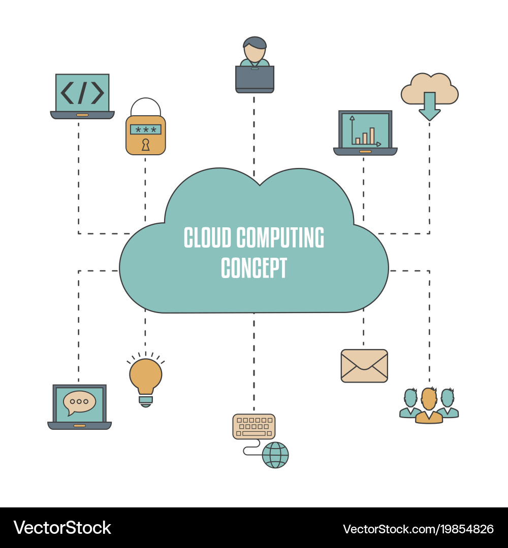 Cloud computing technology vector image
