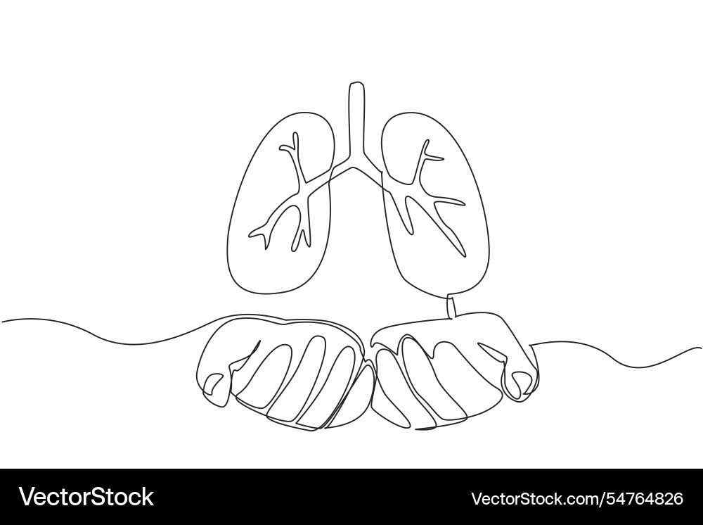 Continuous one line drawing two open palms Continuous one line drawing two open palms vector image