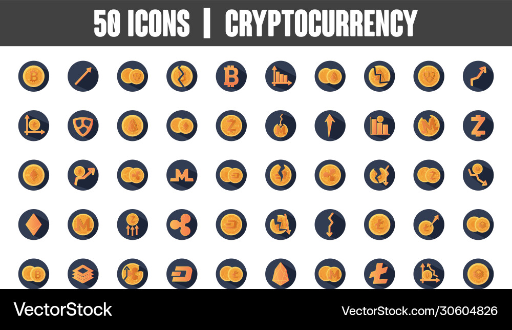 Cryptocoins and cryptocurrency icon set block Cryptocoins and cryptocurrency icon set block vector image