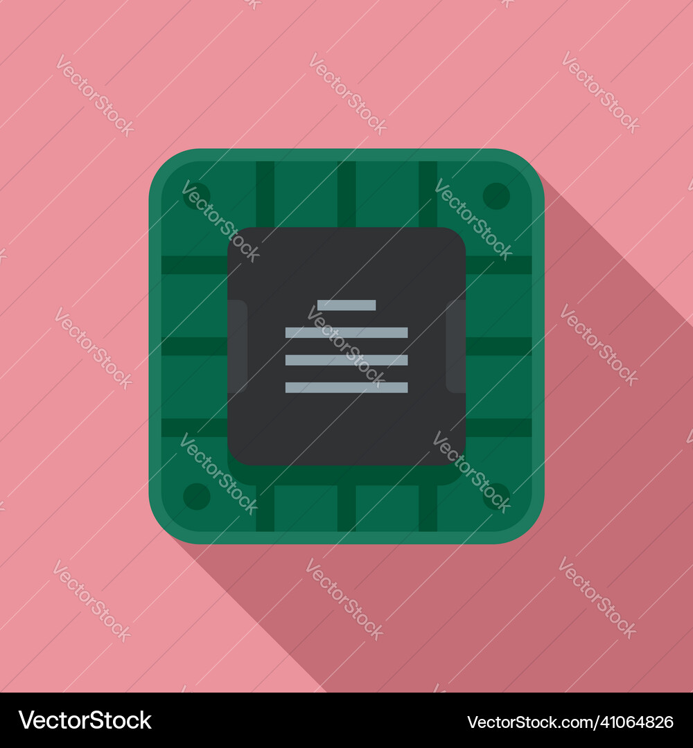 Digital cpu icon flat chip circuit Digital cpu icon flat chip circuit vector image