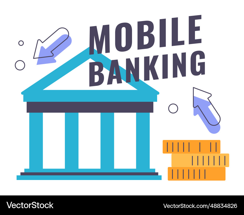 Financial services via the internet mobile banks vector image