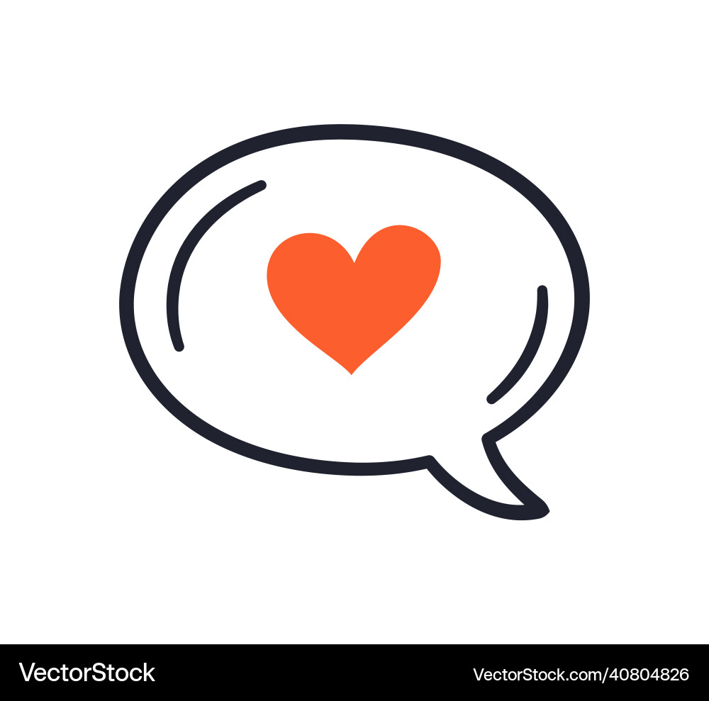 Heart in speech bubble like symbol declaration vector image