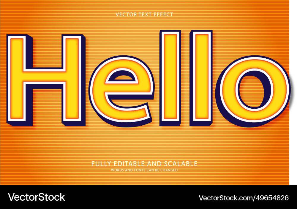 Hello Text Effect - Editable Style vector image