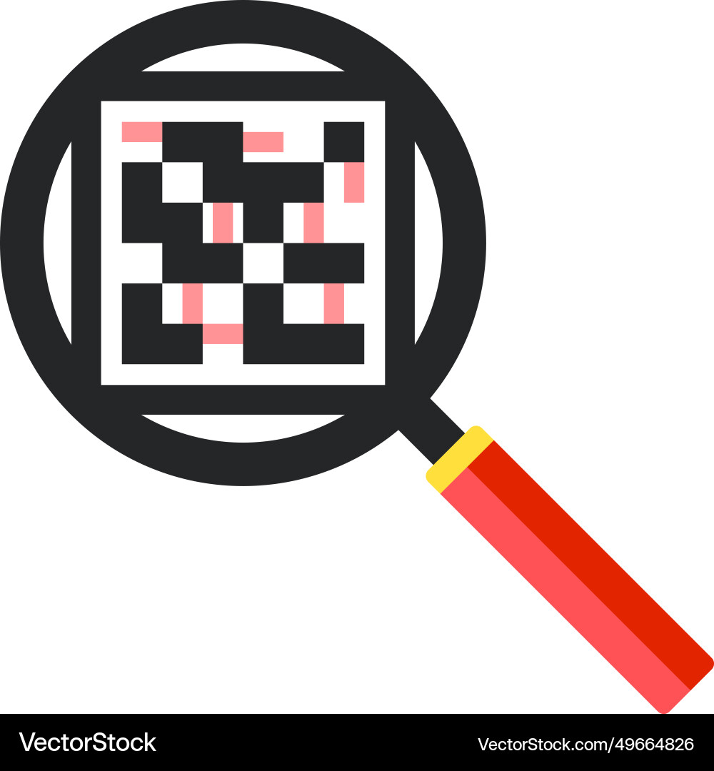 Magnifying glass icon and qr code scanning vector image
