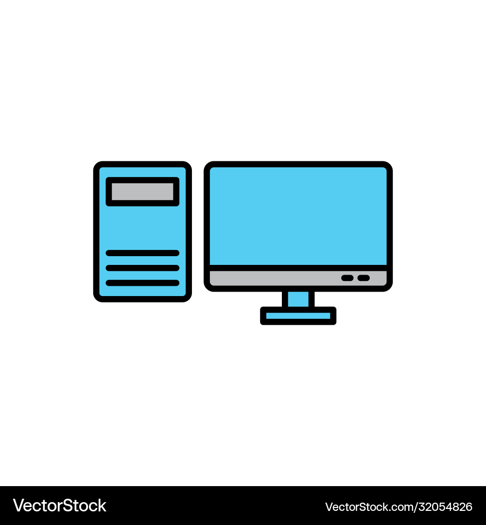 Personal computer flat icon set design Vector Image