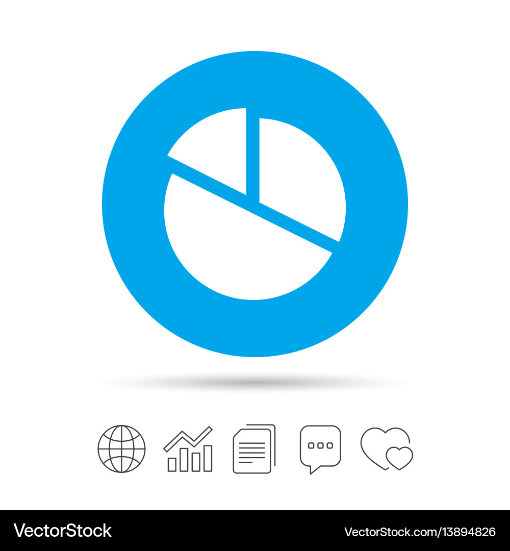 Pie chart graph sign icon diagram button Vector Image