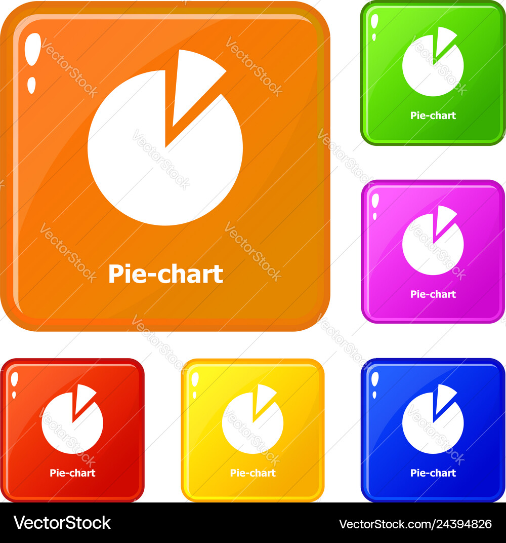 Pie chart icons set color Pie chart icons set color Vector Image