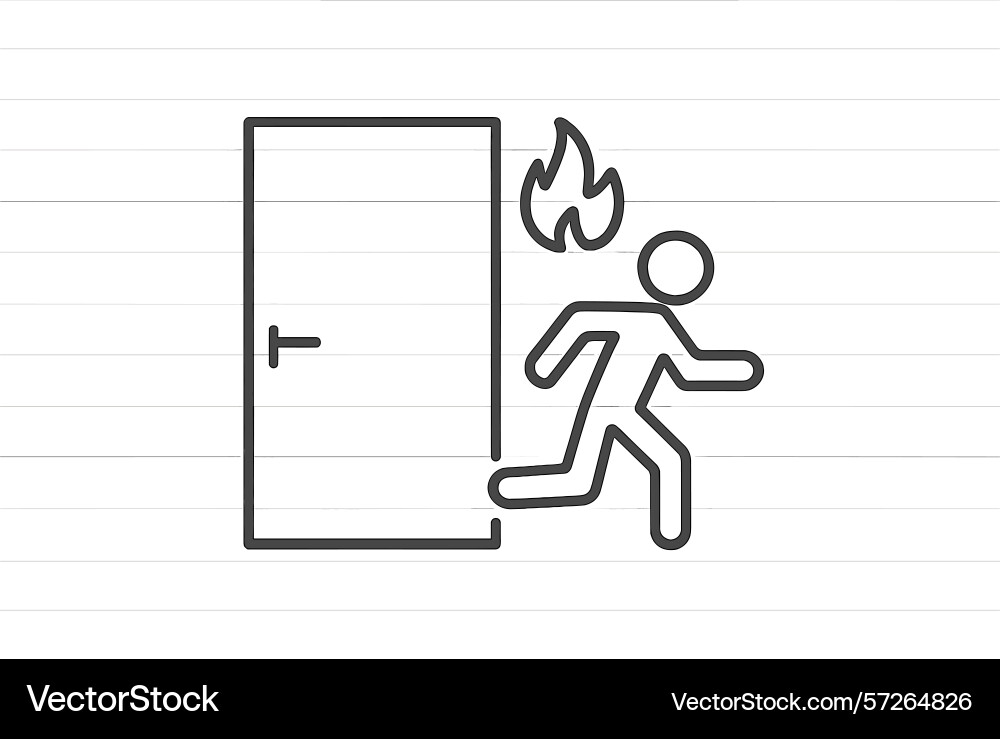 Running away from a fire through an emergency exit Running away from a fire through an emergency exit vector image