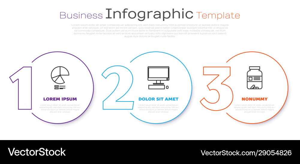 Set line pie chart infographic computer monitor Set line pie chart infographic computer monitor vector image