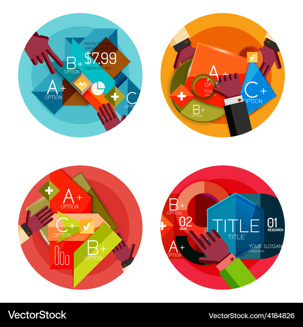 Set of option presentation labels flat design web Vector Image