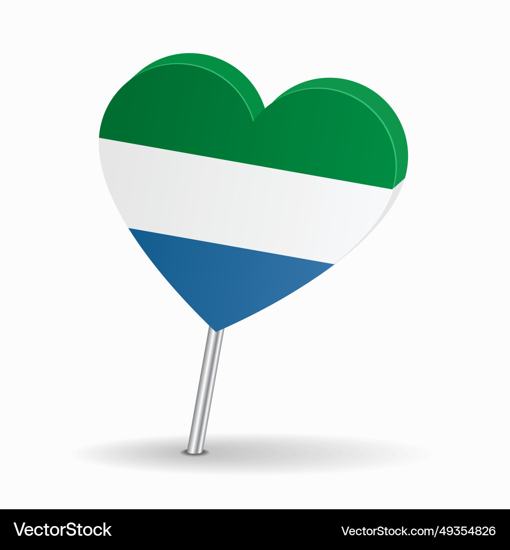 Sierra leone flag heart-shaped map pointer layout Vector Image