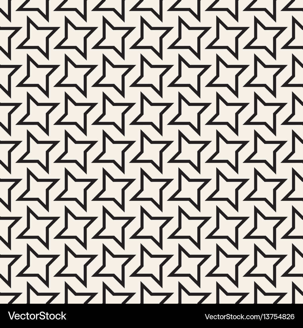 Star Grid Pattern - Black & White Vector Image