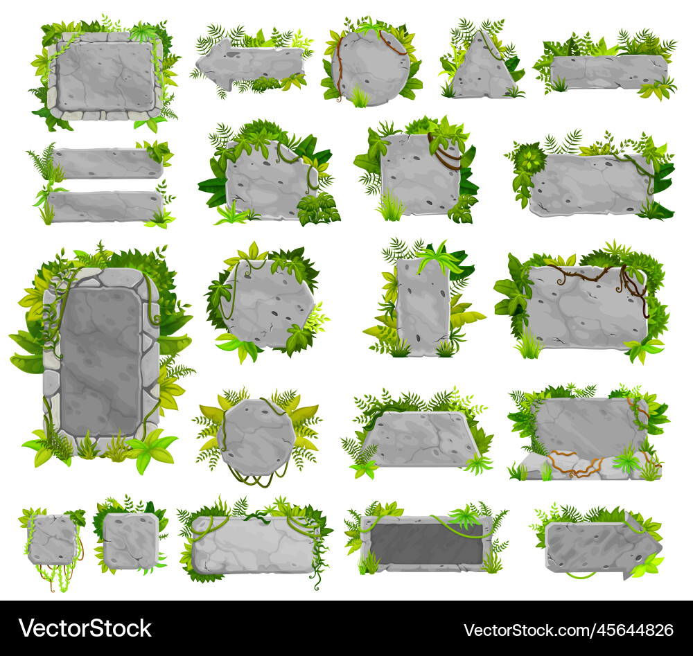 Stone Game UI Elements - Buttons & GUI vector image